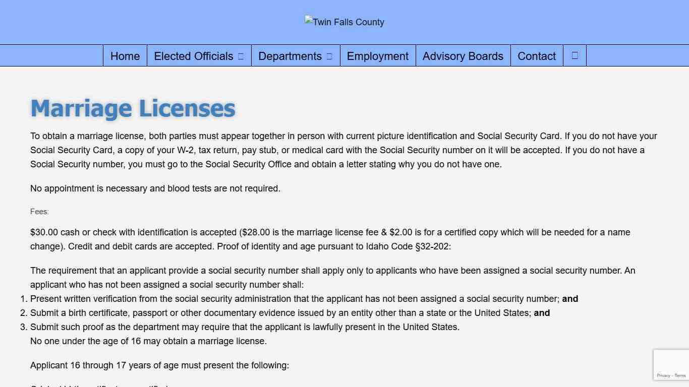 Marriage Licenses – Twin Falls County