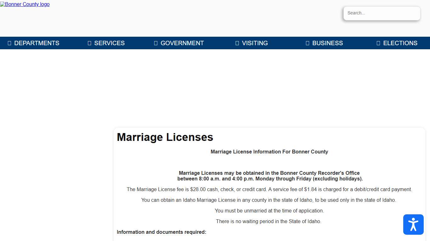 Bonner County Idaho Official Website - Marriage Licenses