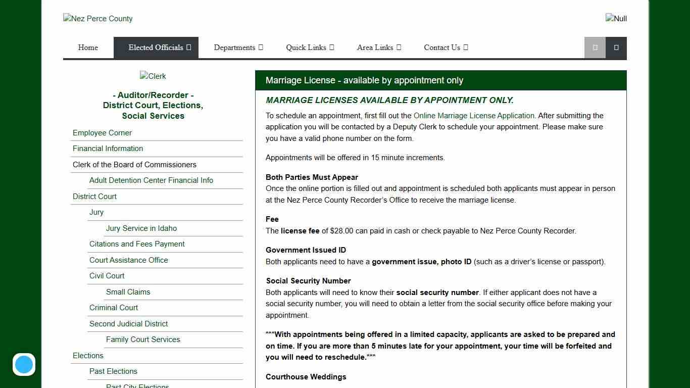 Marriage License, Nez Perce County Clerk Auditor Recorder