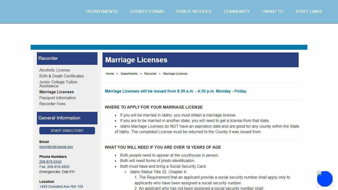 Cassia County, Idaho - Marriage Licenses